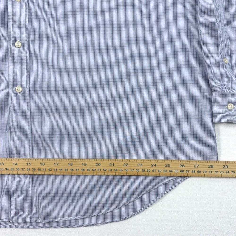 Ralph Lauren Yarmouth Mens 18 36/37 Blue White Micro Check Cotton Shirt Long Slv - Picture 11 of 14